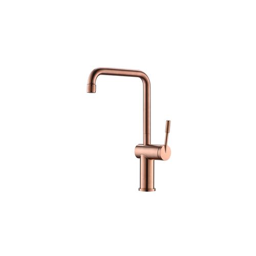 Rivet Straight Neck Kitchen Mixer Brushed Copper