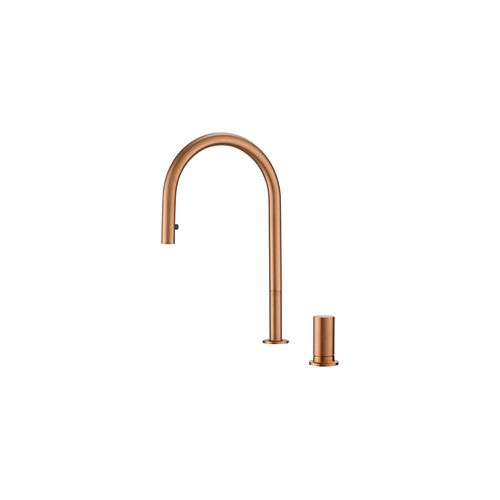 Doppia Extractable Kitchen Mixer Brushed Copper