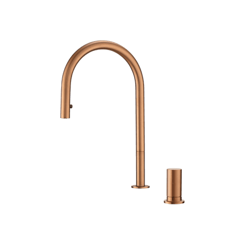 Doppia Extractable Kitchen Mixer Brushed Copper