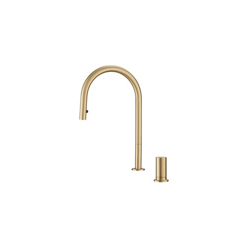 Doppia Extractable Kitchen Mixer Brushed Gold