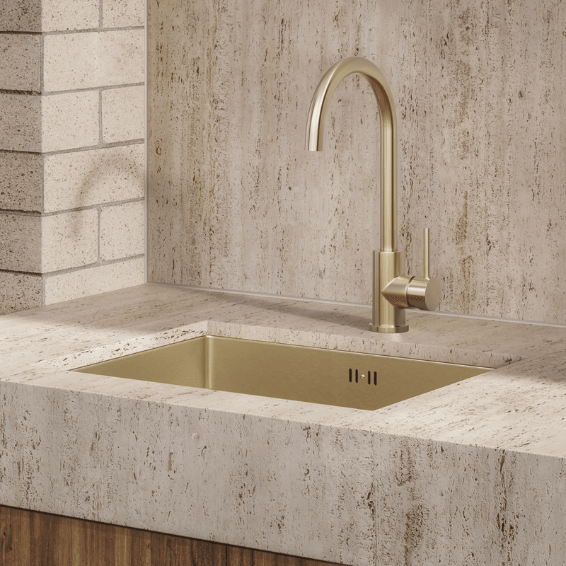 Sola Outdoor Kitchen Mixer | Brushed Brass