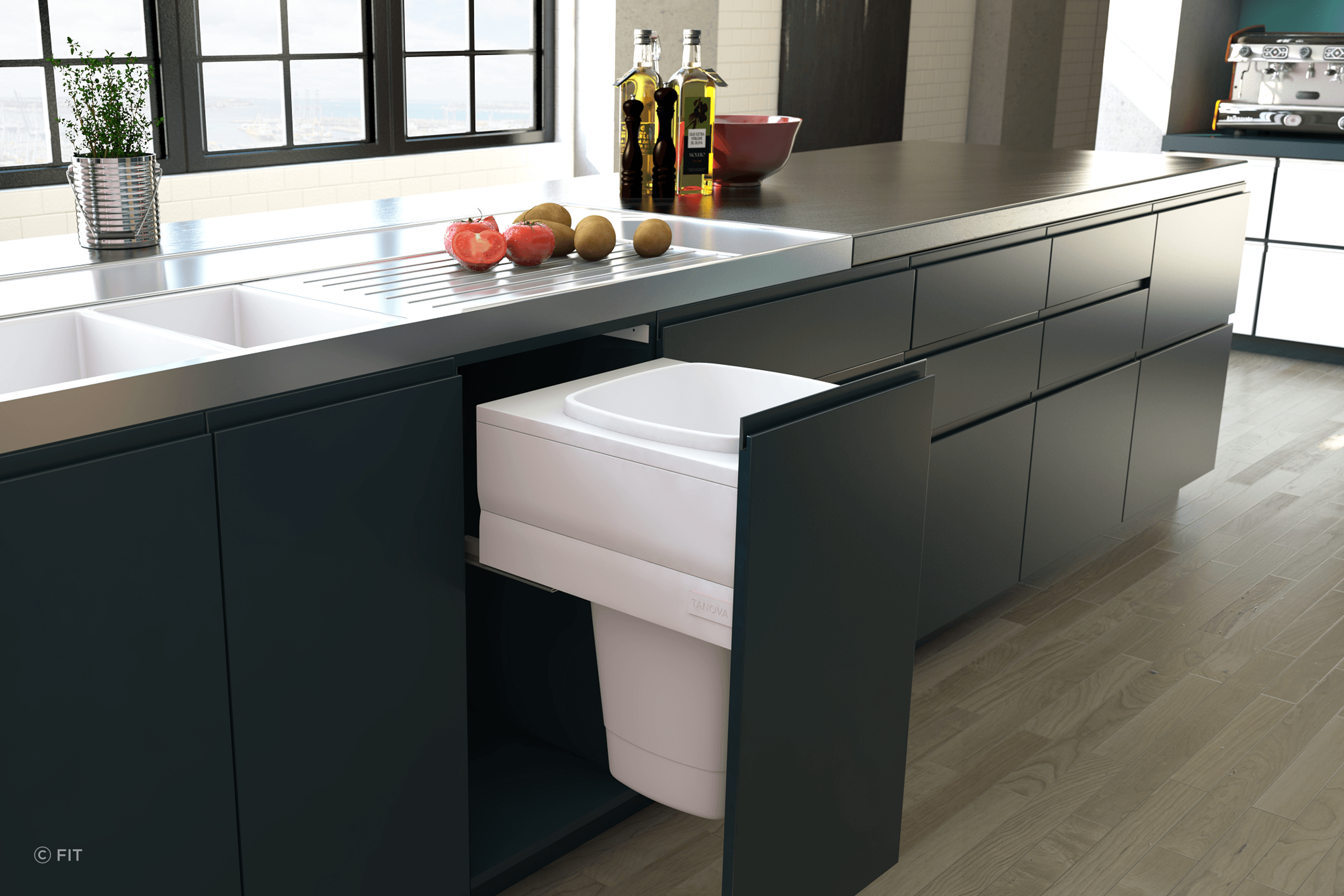 Tanova Designer Series Pull Out Kitchen Bins