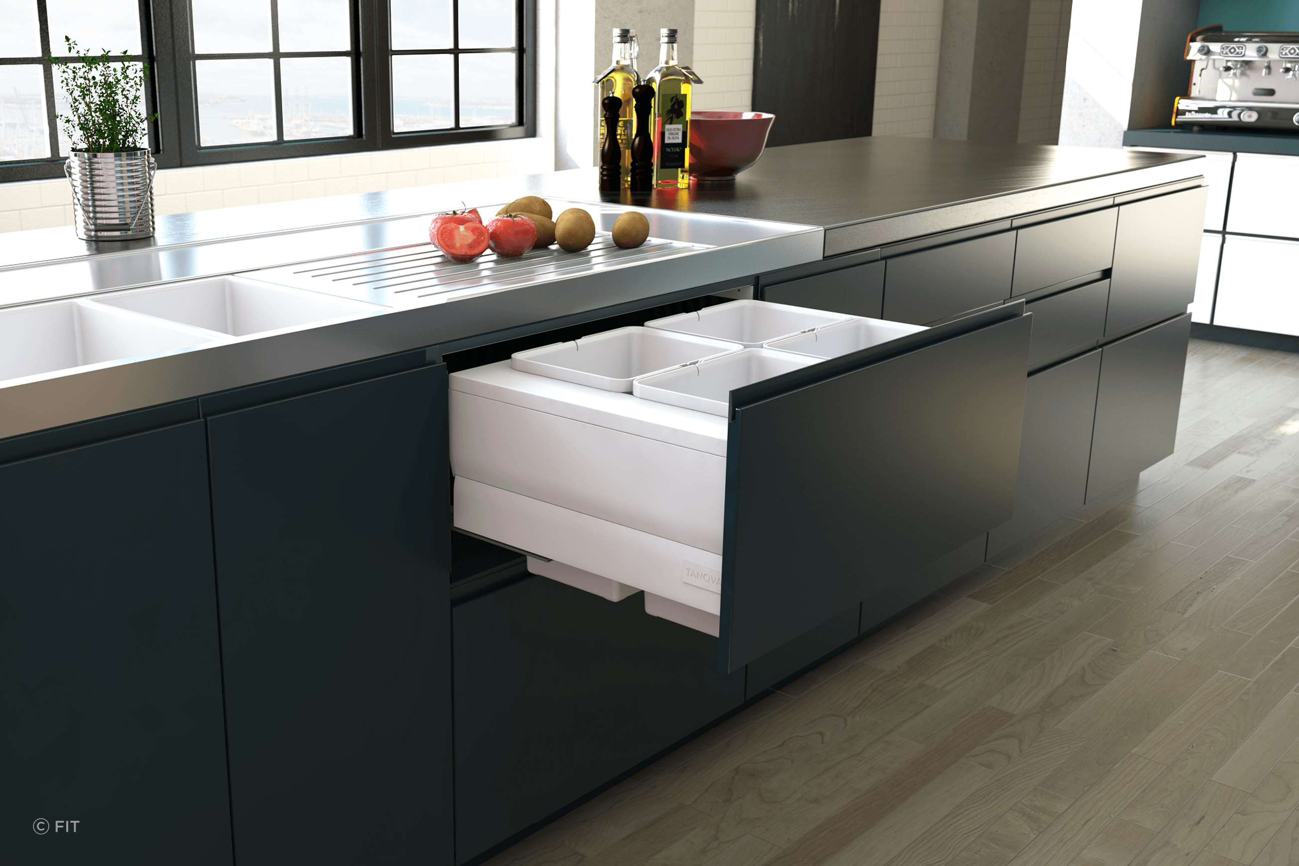 Tanova Designer Series Pull Out Kitchen Bins