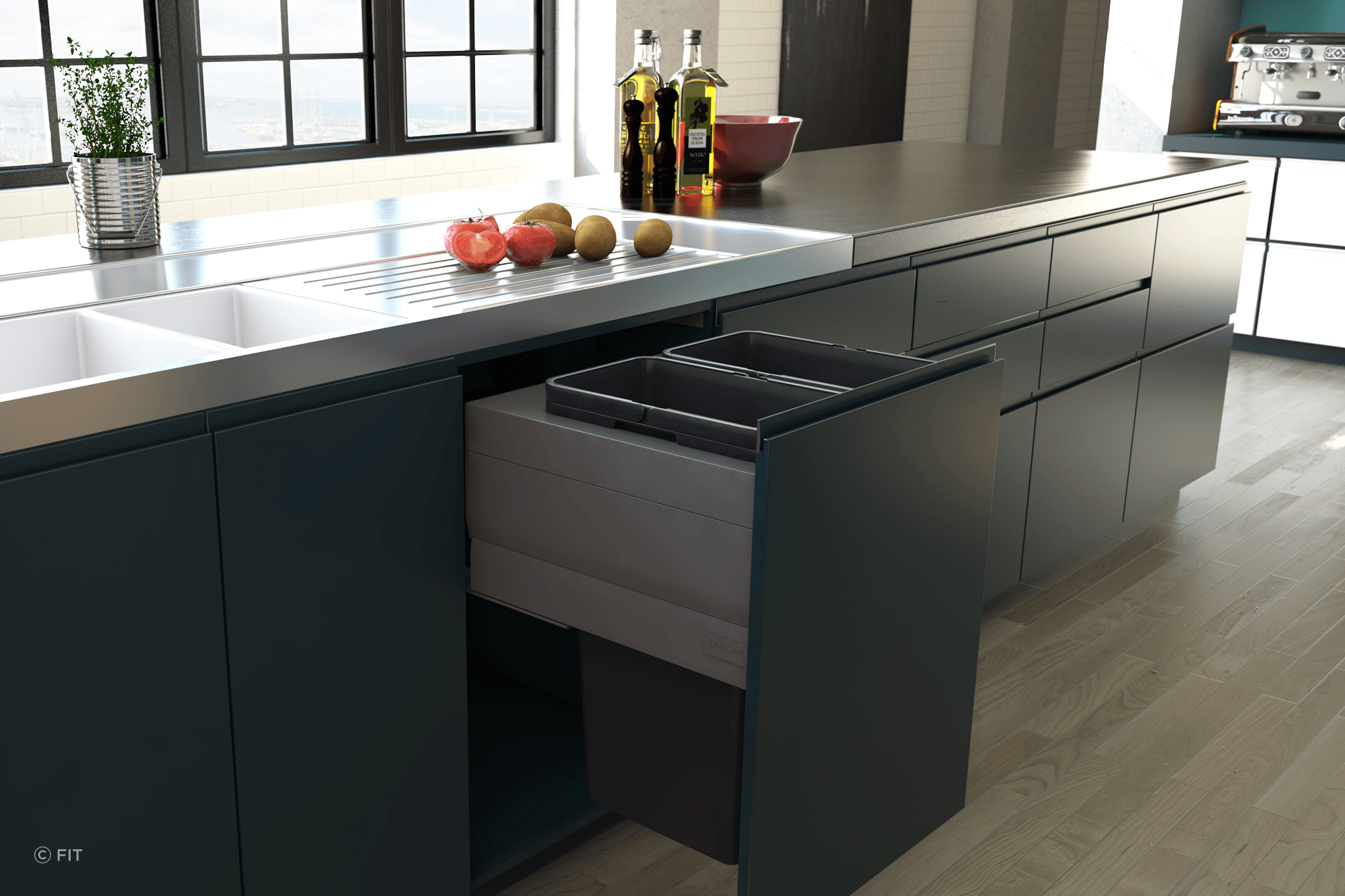 Tanova Designer Series Pull Out Kitchen Bins