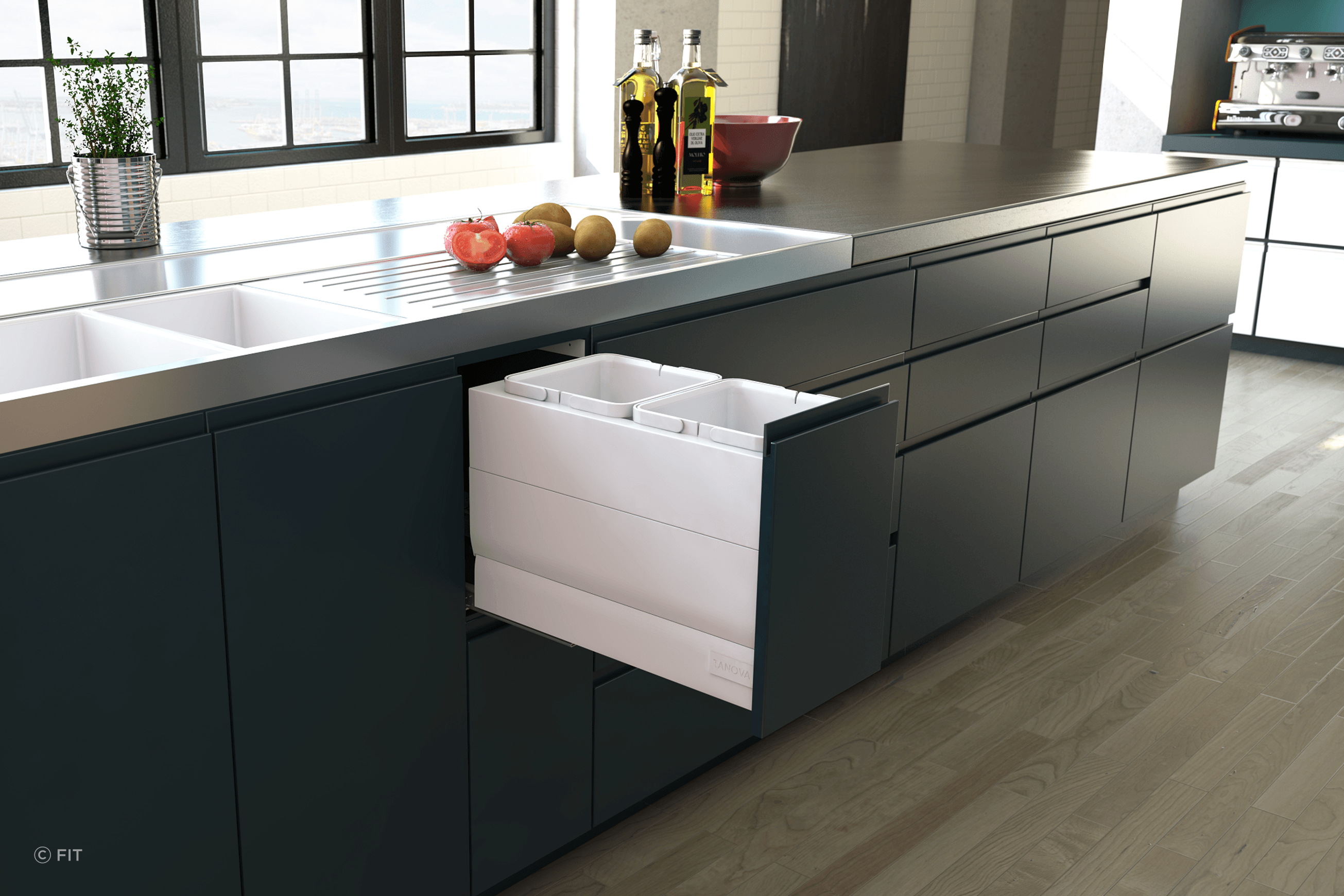 Tanova Designer Series Pull Out Kitchen Bins