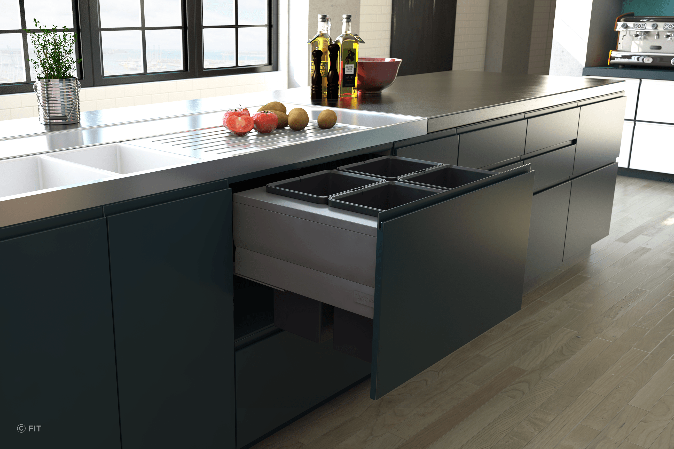 Tanova Designer Series Pull Out Kitchen Bins