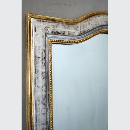 Antique French Louis Philippe Silvered & Gilded Mirror