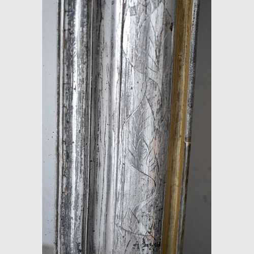 Antique French Silvered & Gilded Mirror