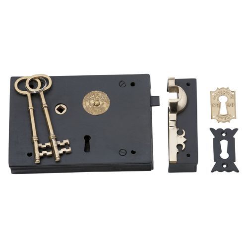 Tradco Ornate Rim Lock Matt Black