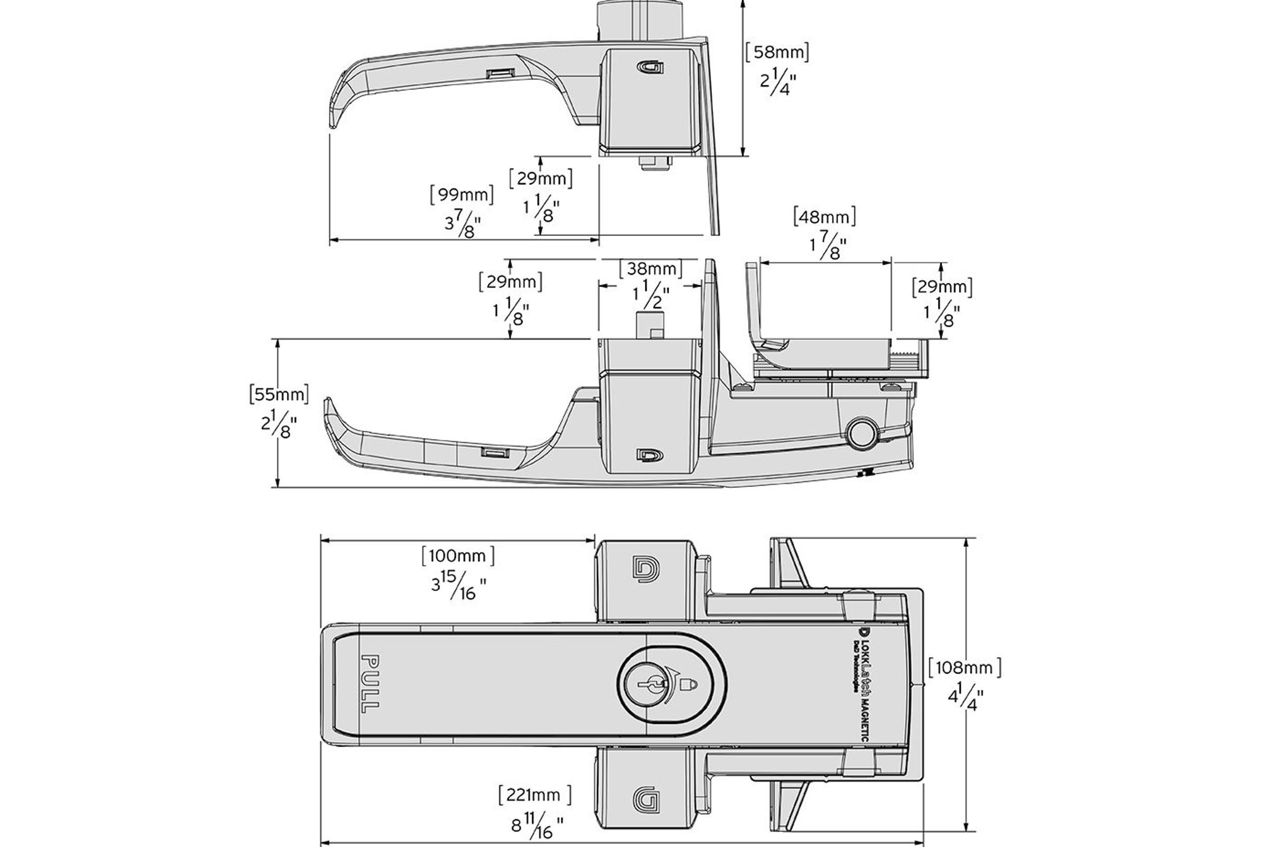 LokkLatch® Magnetic Latch dimensions