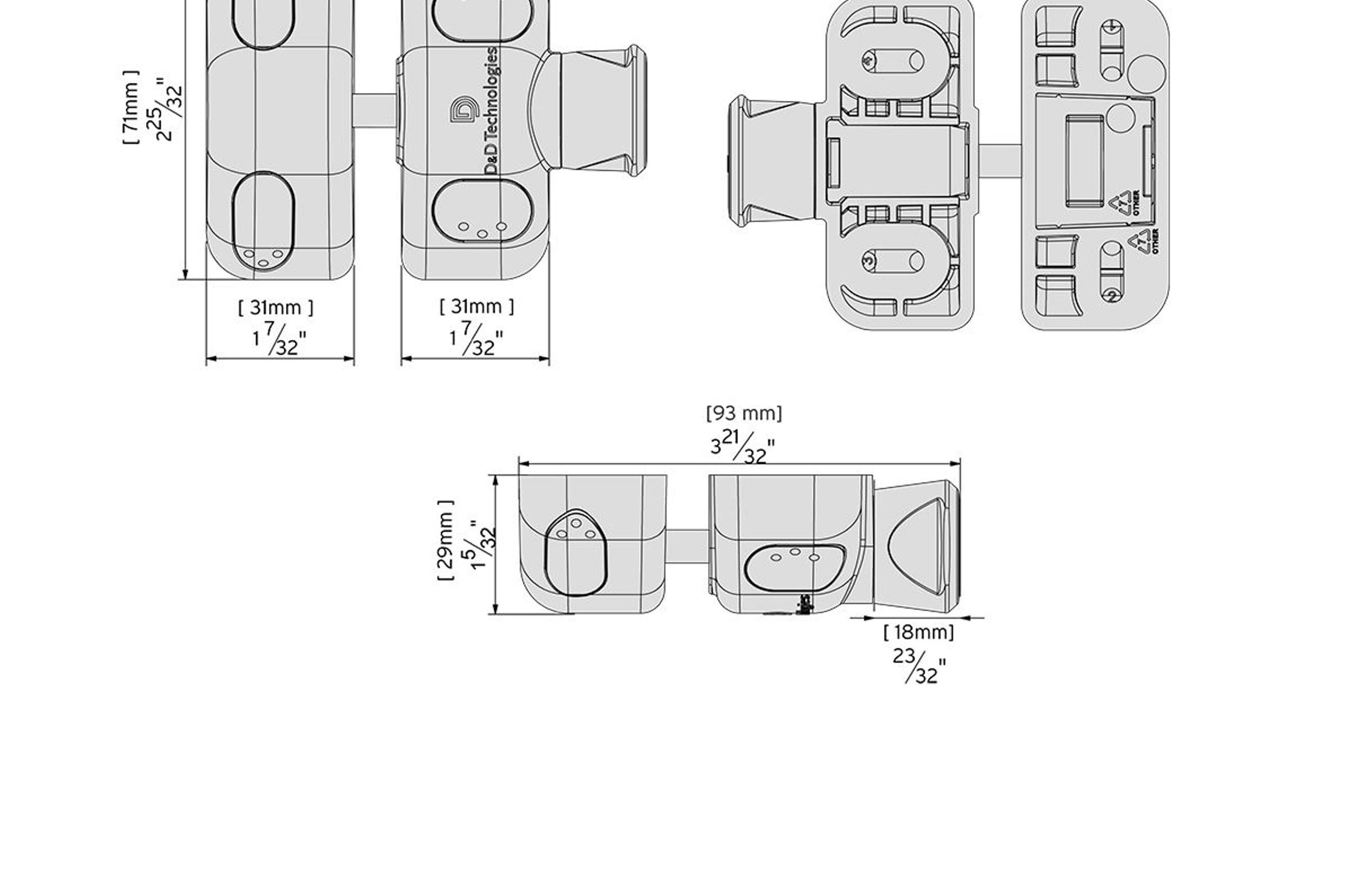 MagnaLatch® Side Pull Gate Latch dimensions