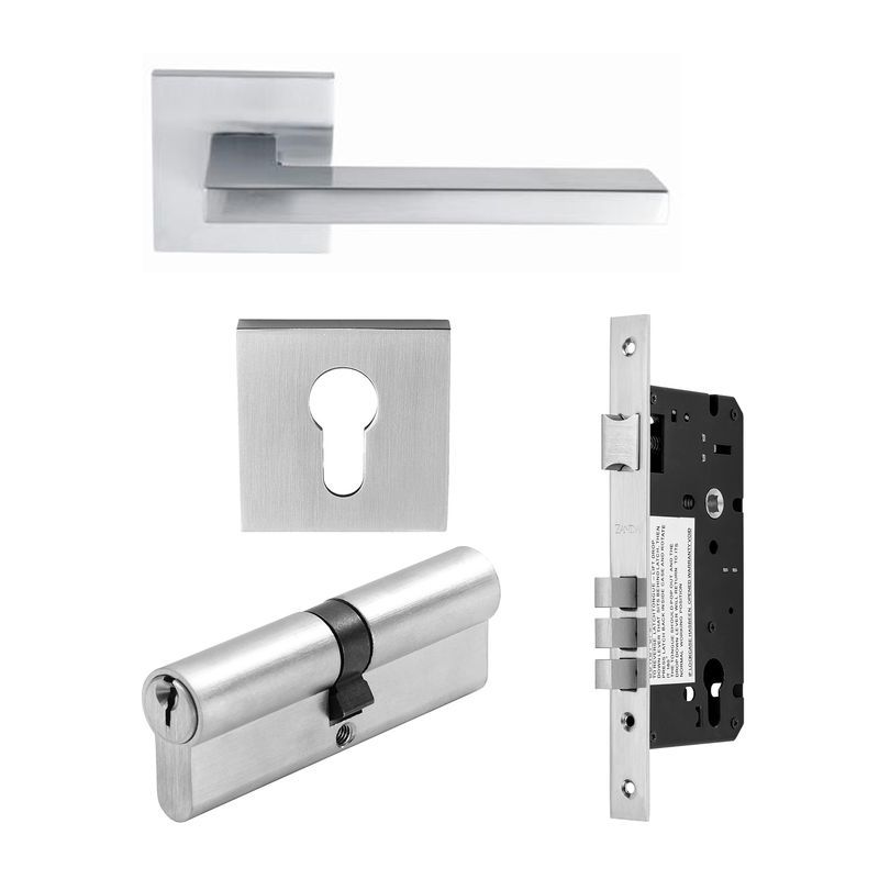 Zanda Matrix Door Handle Lever Set Satin Chrome