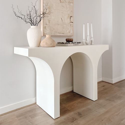 Arcus 140cm Concrete Console Table in Cream Putty