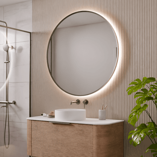 CODE Solace Round Framed Gunmetal Led Mirror - 3 Sizes