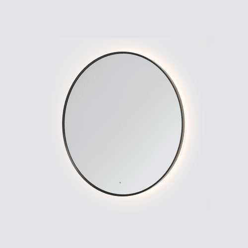 CODE SOLACE ROUND FRAMED GUNMETAL LED MIRROR - 3 SIZES