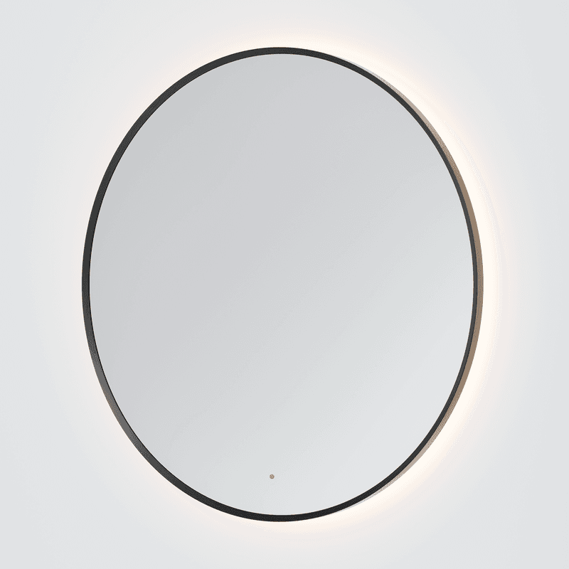 Code Solace Round Framed Gunmetal Led Mirror - 3 Sizes