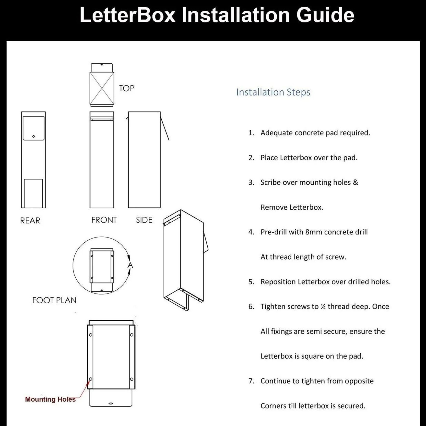 Ponga - Free Standing Letterbox - Medium Size