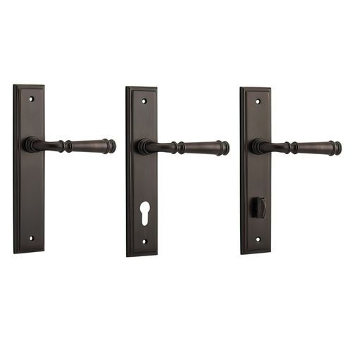 Iver Verona Door Lever on Stepped Backplate Signature Brass