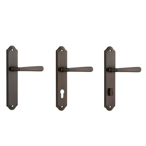 Iver Copenhagen Door Lever on Shouldered Backplate Signature Brass