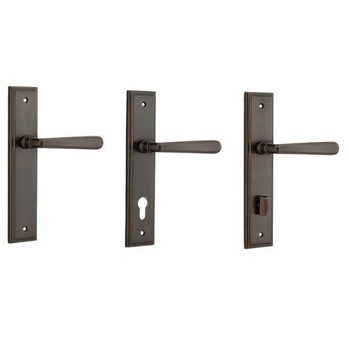 Iver Copenhagen Door Lever on Stepped Backplate Signature Brass
