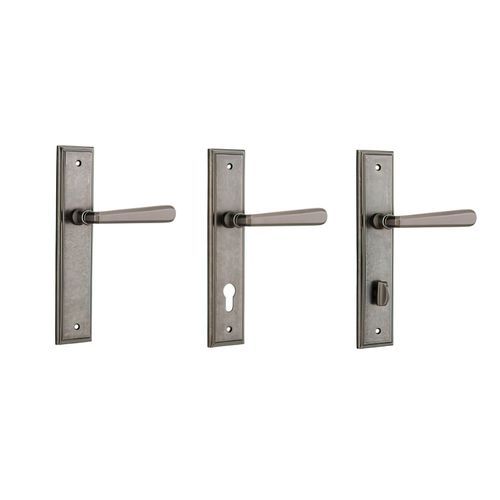 Iver Copenhagen Door Lever on Stepped Backplate Distressed Nickel