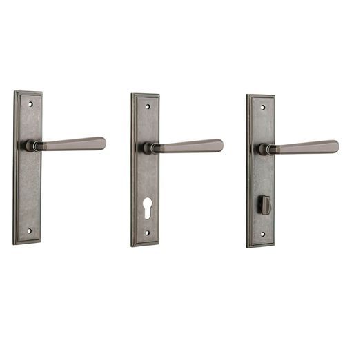 Iver Copenhagen Door Lever on Stepped Backplate Distressed Nickel