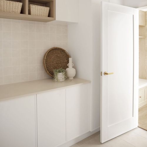 Iver Osaka Door Lever Handle on Round Rose