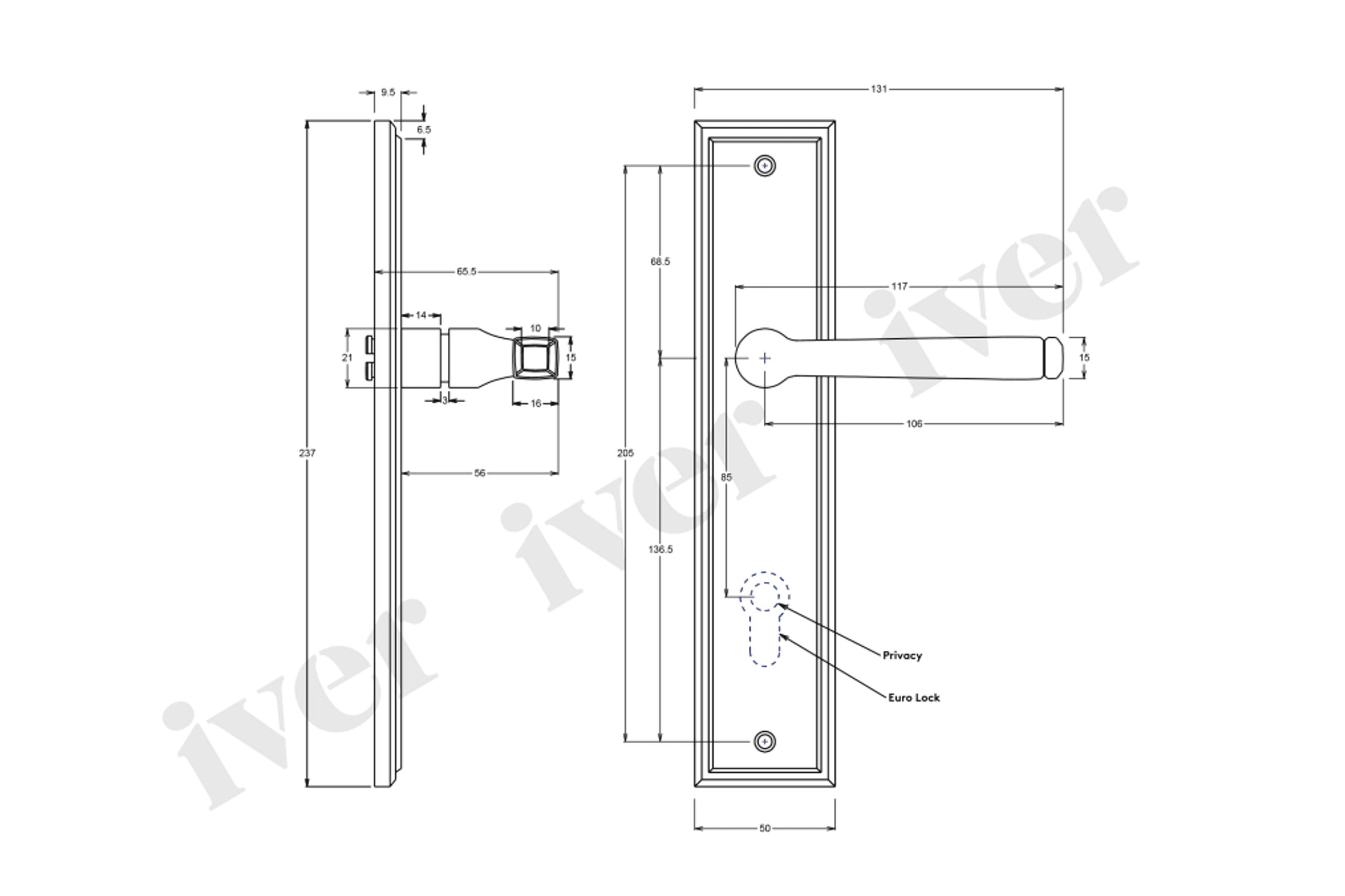 Iver Annecy Door Lever on Stepped Backplate Latch Brushed Brass 15244 - Customise to your need