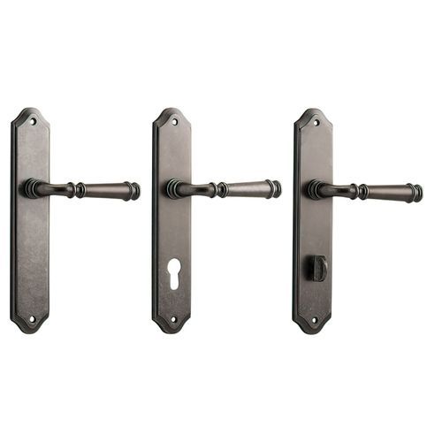 Iver Verona Door Lever on Shouldered Backplate Distressed Nickel