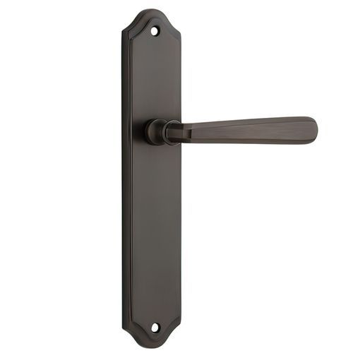 Iver Copenhagen Door Lever on Shouldered Backplate Signature Brass