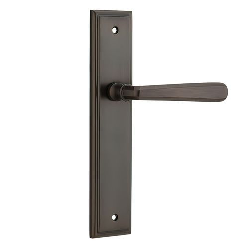 Iver Copenhagen Door Lever on Stepped Backplate Signature Brass