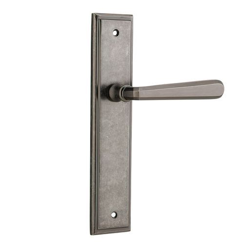 Iver Copenhagen Door Lever on Stepped Backplate Distressed Nickel
