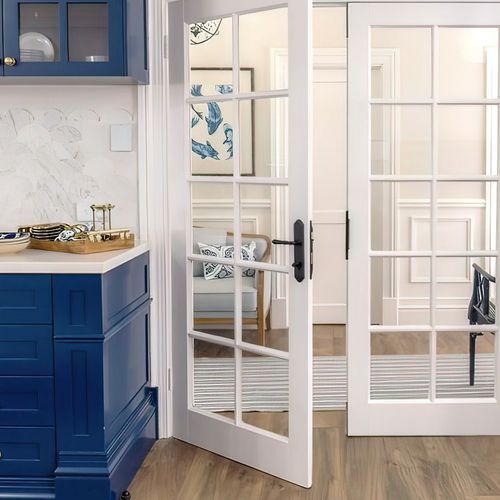 Iver Sarlat Lever Door Handle on Shouldered Backplate Signature Brass