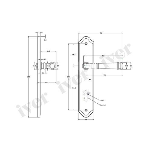 Iver Verona Door Lever on Stepped Backplate Passage Brushed Chrome 12242 - Customise to your need