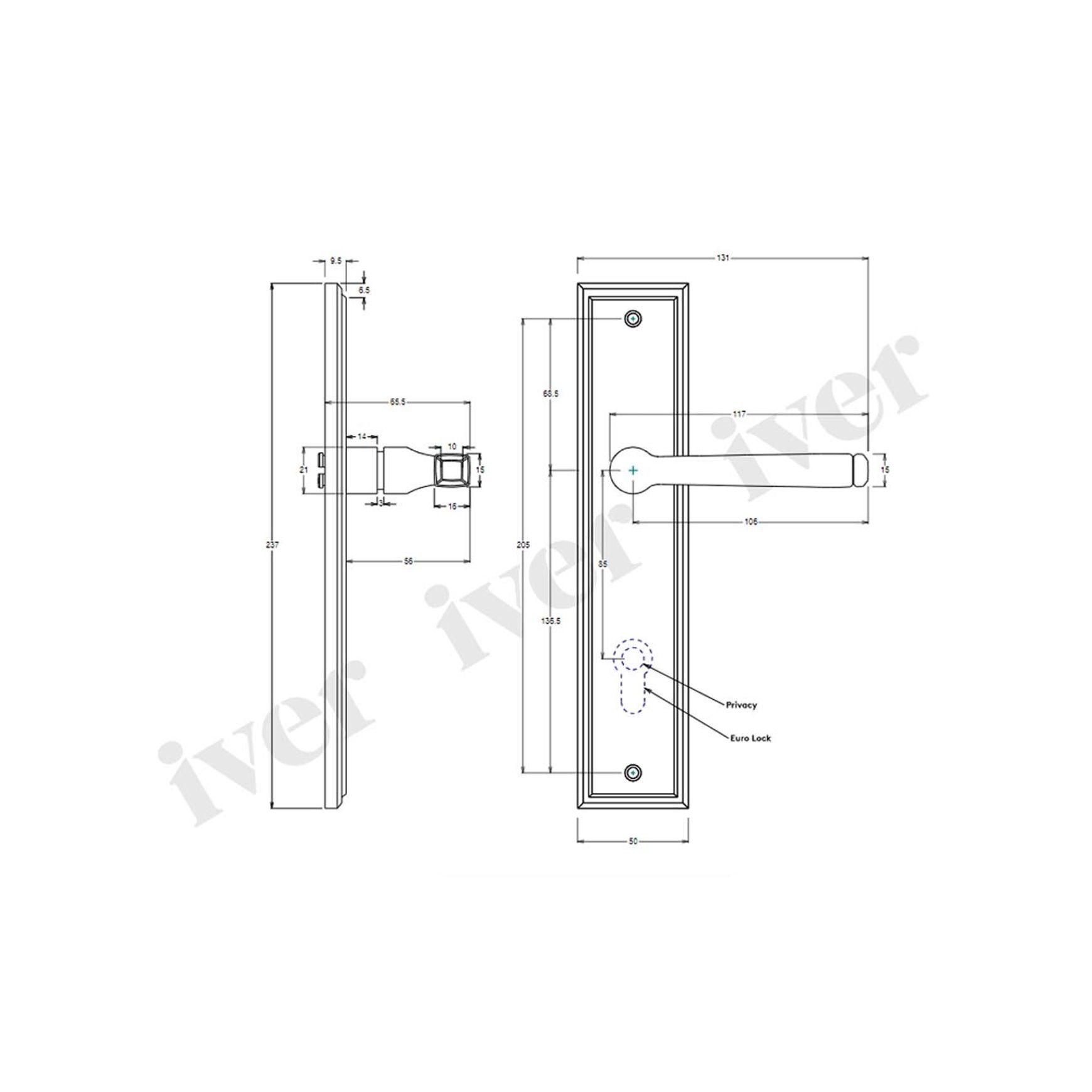 Iver Annecy Door Lever on Stepped Backplate Privacy Brushed Chrome 12244P85 - Customise to your need
