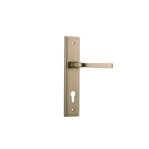 Iver Annecy Door Lever on Stepped Backplate Euro Brushed Brass 15244E85 - Customise to your need
