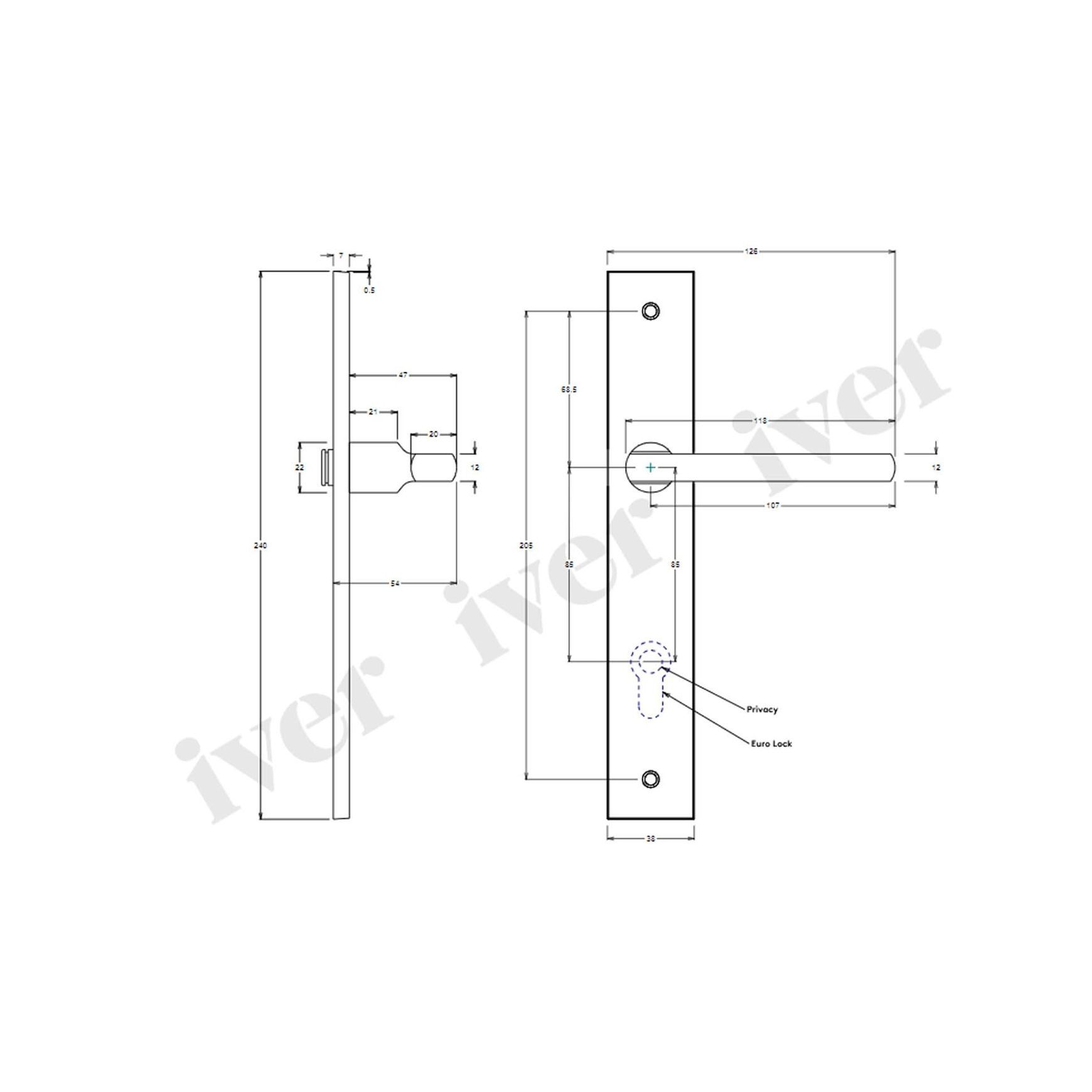 Iver Baltimore Lever Door Handle with Backplate