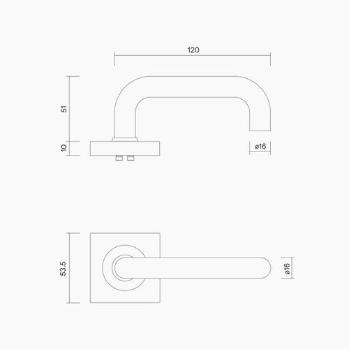 Square Rose Leverset #10 DDA Compliant B1110MBLK
