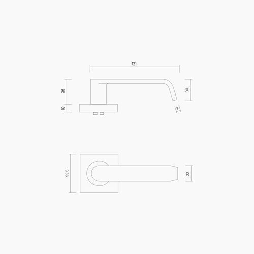 B1134MBLK - Square Rose Leverset #34