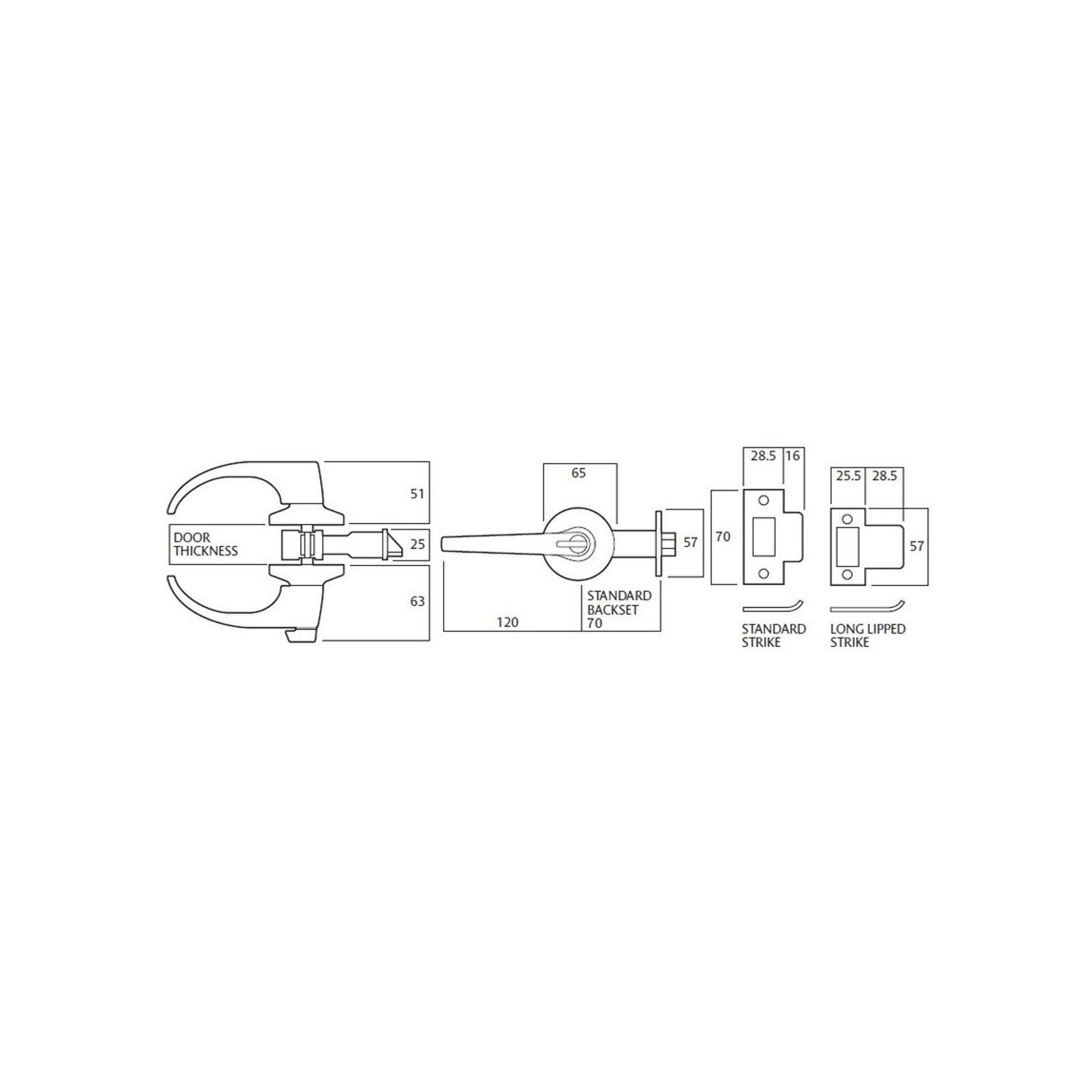 Lockwood Door Lever Passage Set Commercial Grade Fire Rated Satin Chrome 931SC