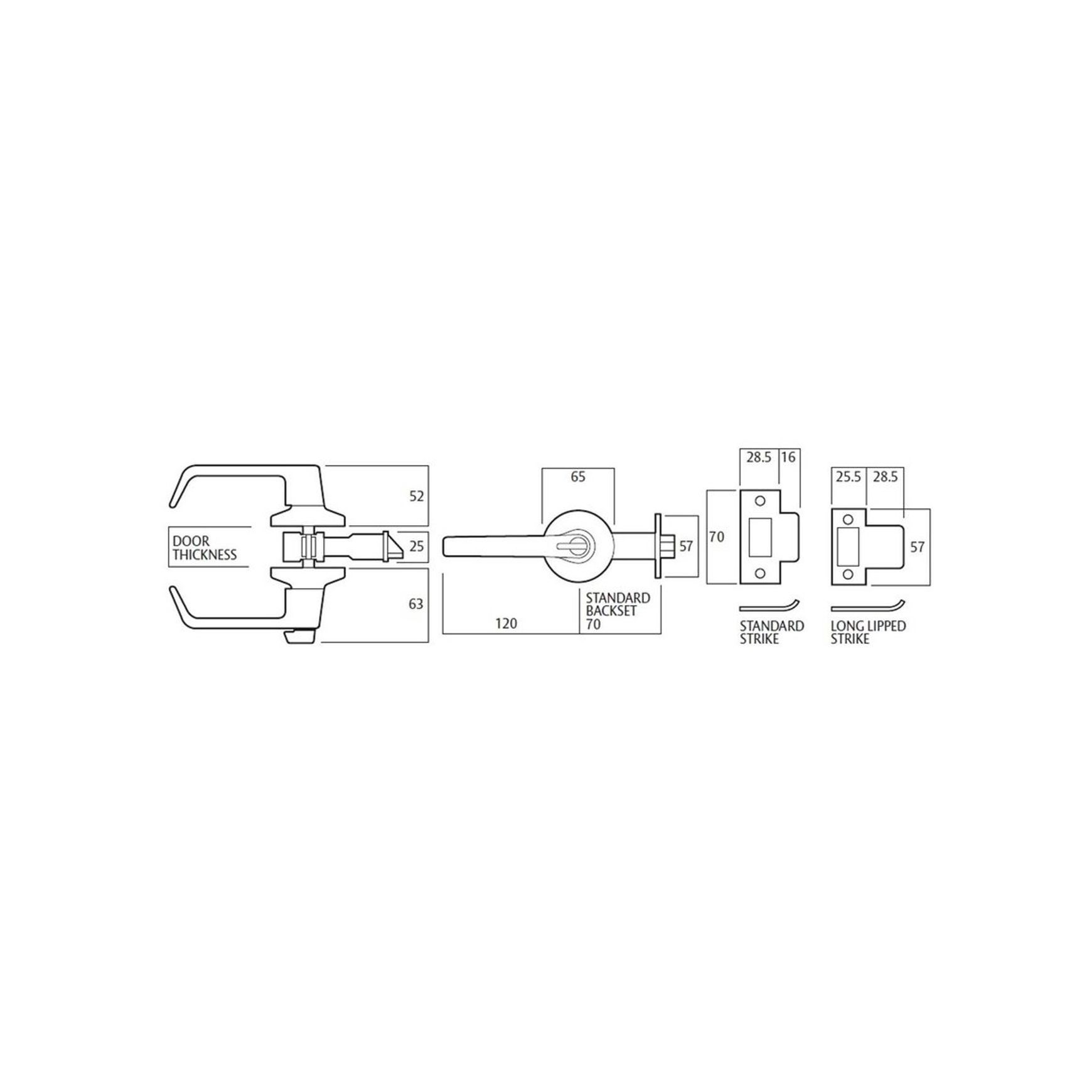 Lockwood Door Lever Passage Lever Set Commercial Grade Fire Rated Satin Chrome 951SC