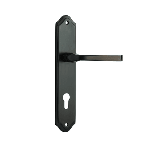Iver Annecy Door Lever on Shouldered Backplate Signature Brass