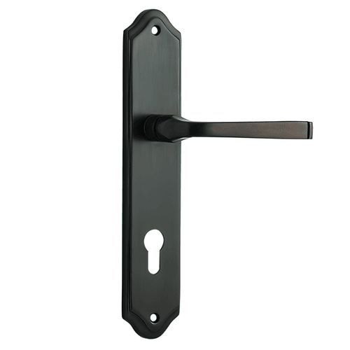 Iver Annecy Door Lever on Shouldered Backplate Signature Brass