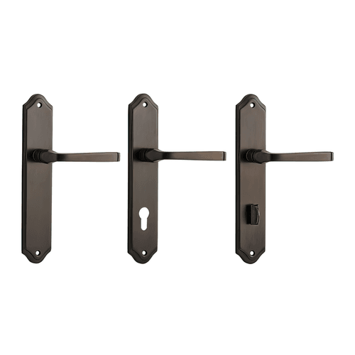 Iver Annecy Door Lever on Shouldered Backplate Signature Brass