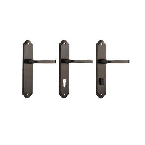 Door Lever on Shouldered Backplate Signature Brass