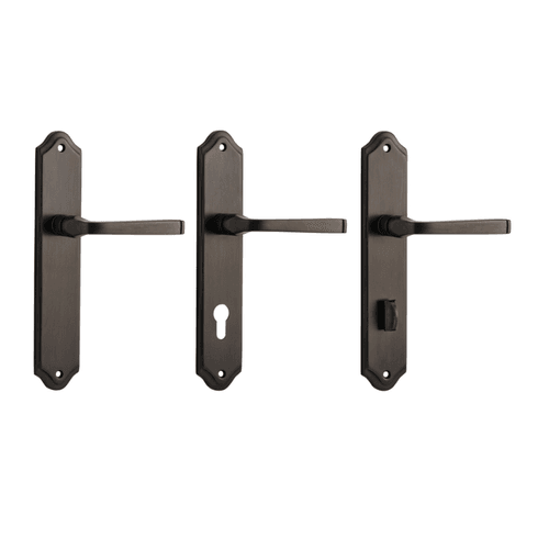 Door Lever on Shouldered Backplate Signature Brass