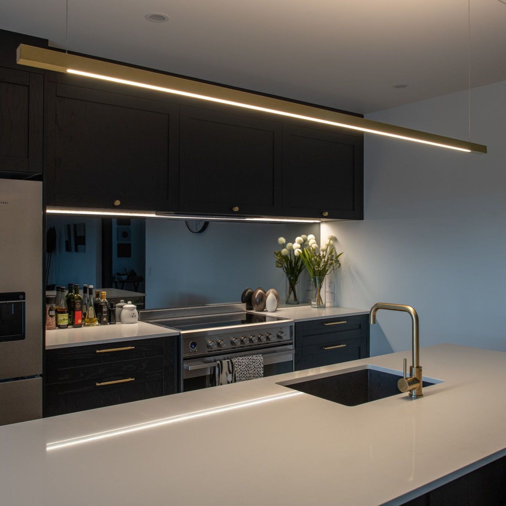 Capsühl Linear LED Pendant Brass