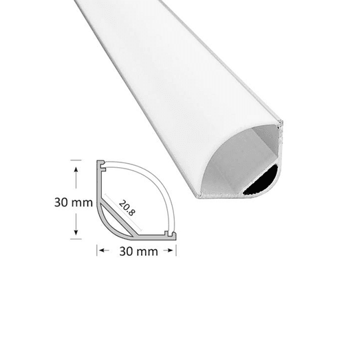 30mm Corner Extrusion with Curved Diffuser