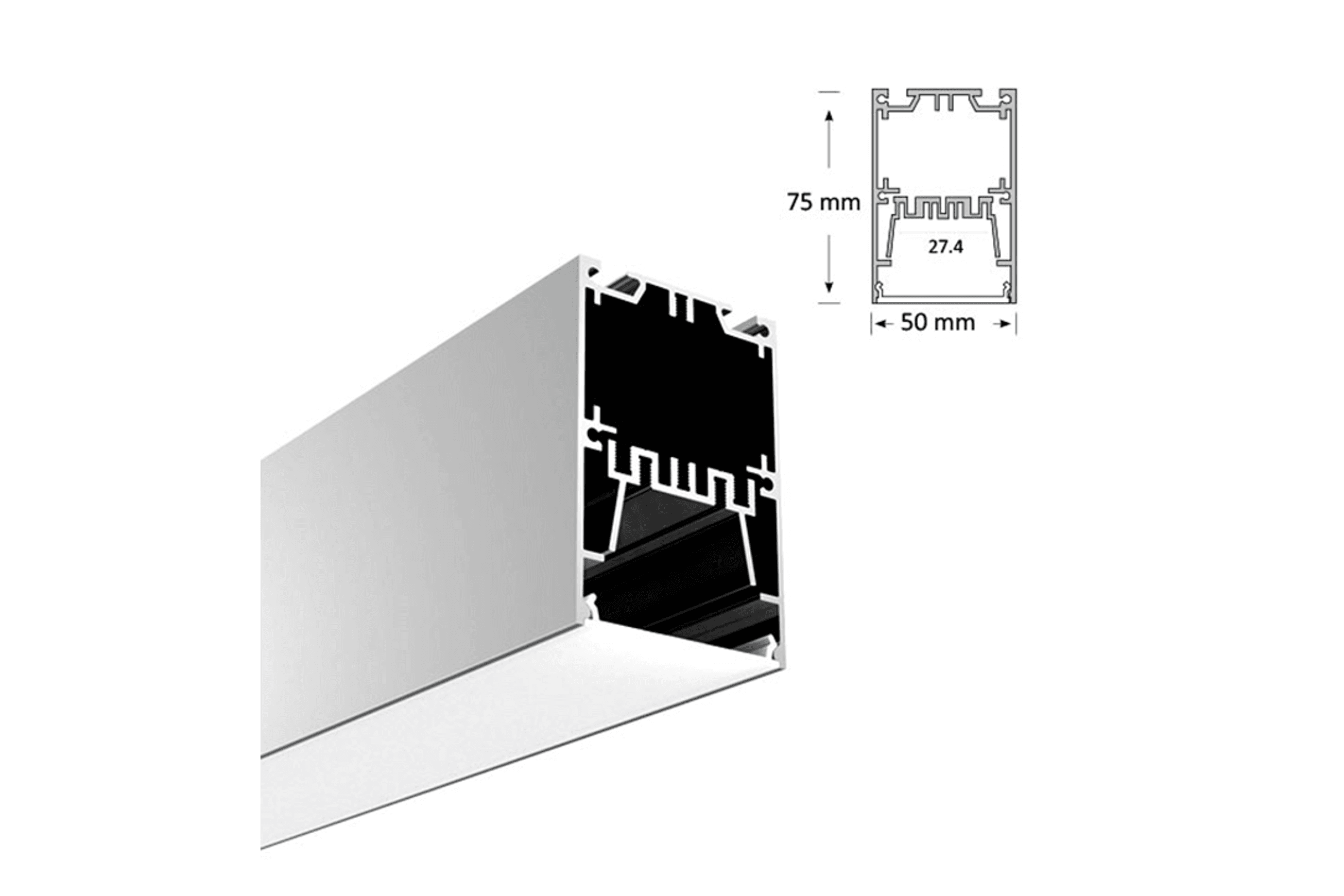 091 Rectangular LED Strip Channel with Diffuser Pendant