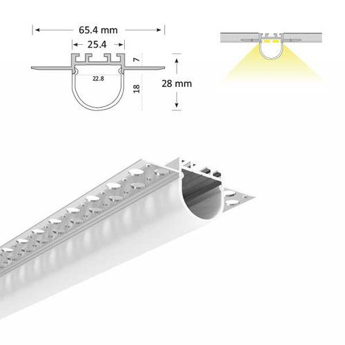 Plaster in Linear LED Profile w/ Semi Circular Diffuser